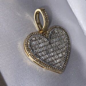 10K Gold Heart Baguette Pendant